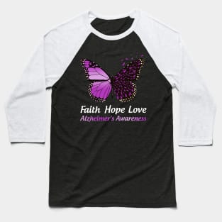 Faith Hope Love Butterfly Alzheimer's Awareness Baseball T-Shirt